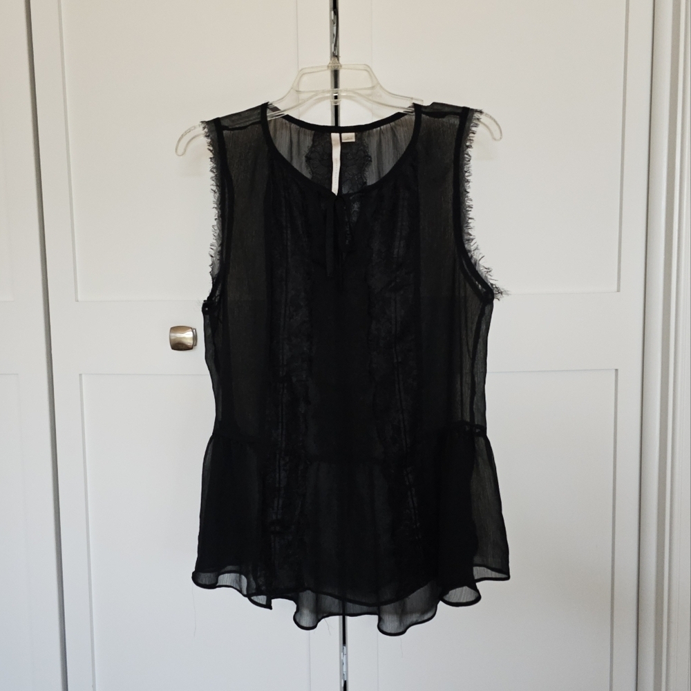 Lauren Conrad sheer peplum blouse size L